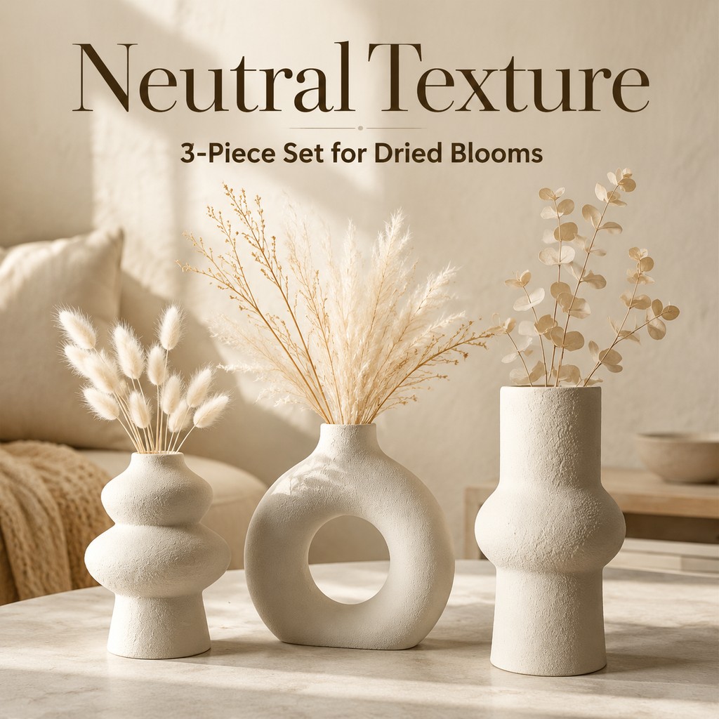 3-delige set holle ringvazen m - Palm Leaf Dried recensie en prijs